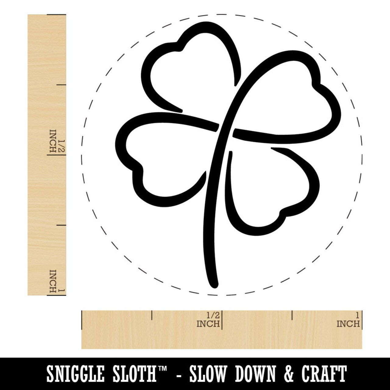 Contour Line Shamrock Four Leaf Clover Self-Inking Rubber Stamp for Stamping Crafting Planners
